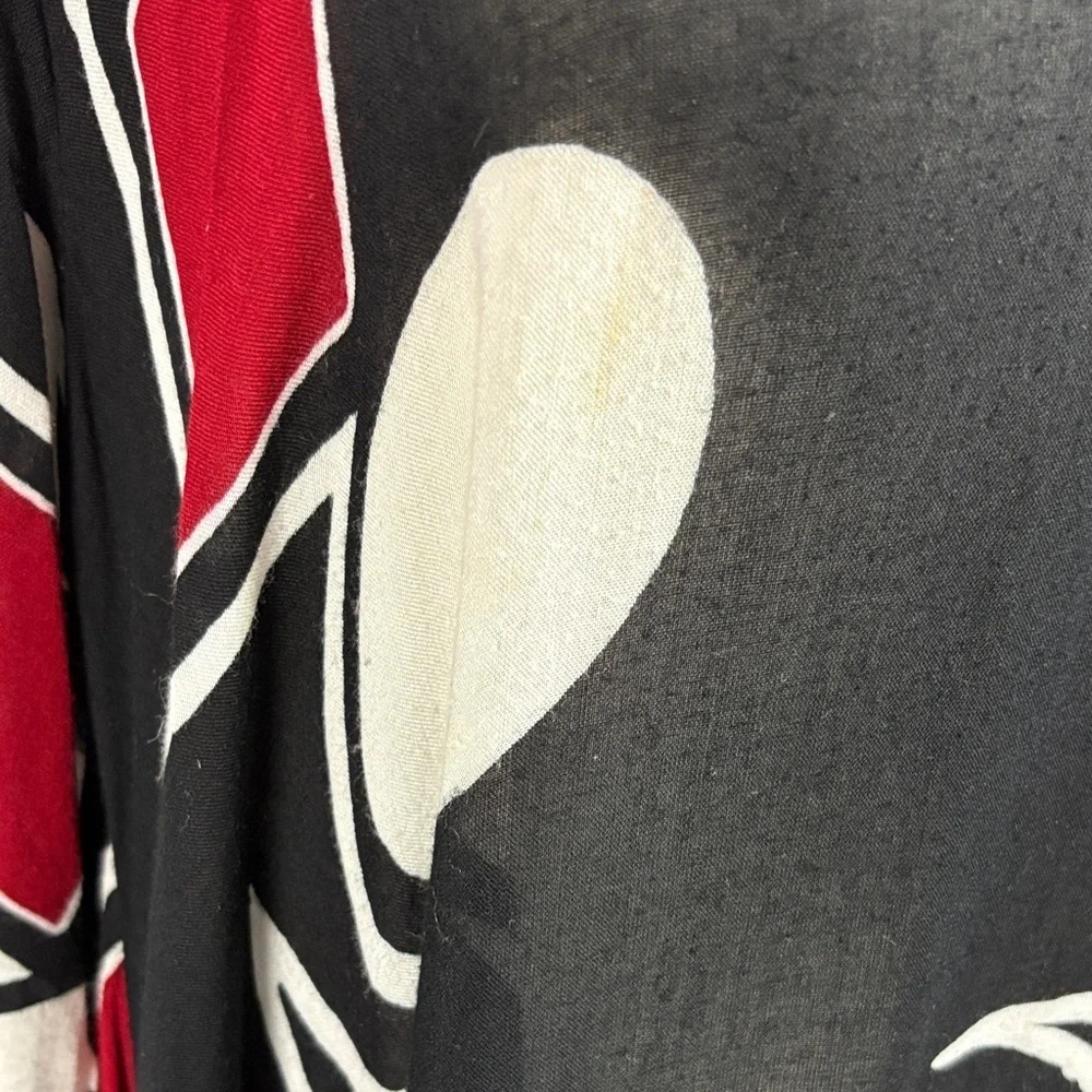 IGUANA Artsy Asymmetrical Tunic Top Black Red White Mixed Print - Picture 5 of 11